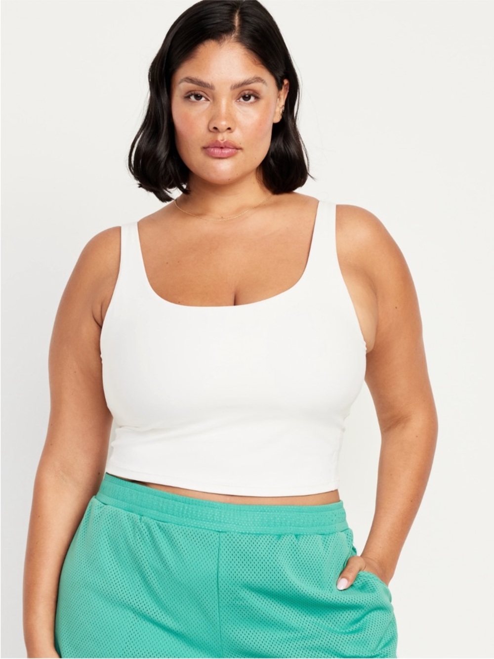Old Navy Active PowerSoft Nude/White Sports Bra XXL NWT